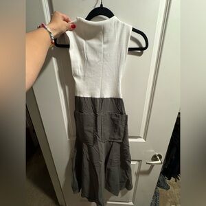 ZARA WHITE GREEN MATCHING POCKET MIDI DRESS